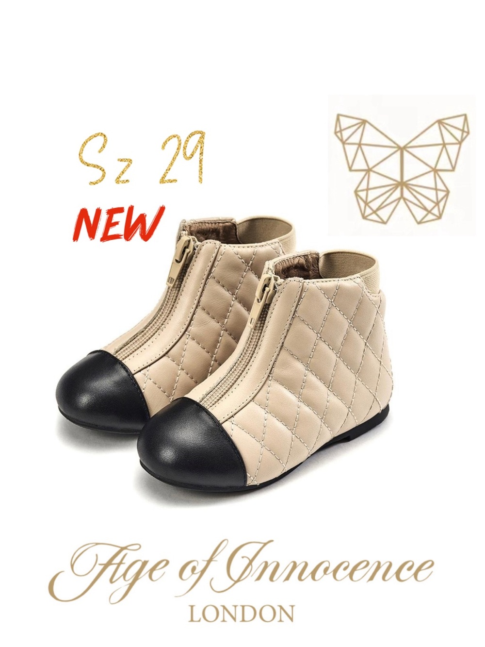 Age of innocence size 29 NICOLE BEIGE/BLACK BOOTS